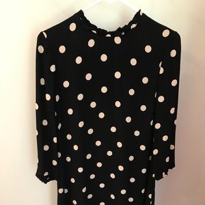Kate Spade Size 8 dress; black with ivory/off white polka dots; light weight